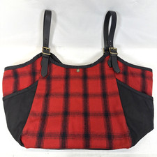 Borsa Filson Mackinaw tote bag bufalo quadri rosso lana briglia pelle made USA