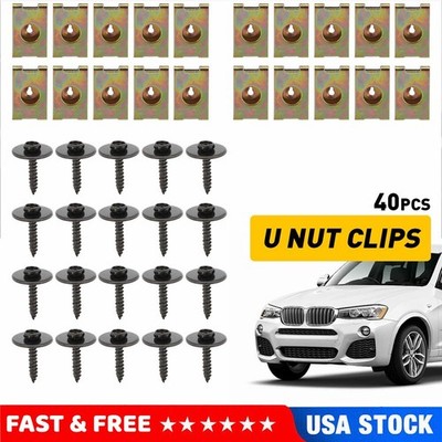 Metal Car Body Screw Door Bumper Fender Retainer Nut U Gasket Clips Fastener 40x