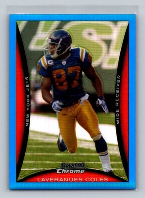 2008 Bowman Chrome Blue Refractors Laveranues Coles 101/150 New York Jets #BC206
