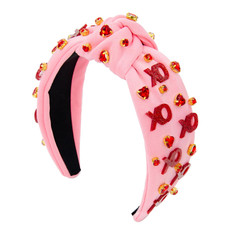 Valentine'S Day Headbands for Women Rhinestone Heart Pink Headband Knotted Red H