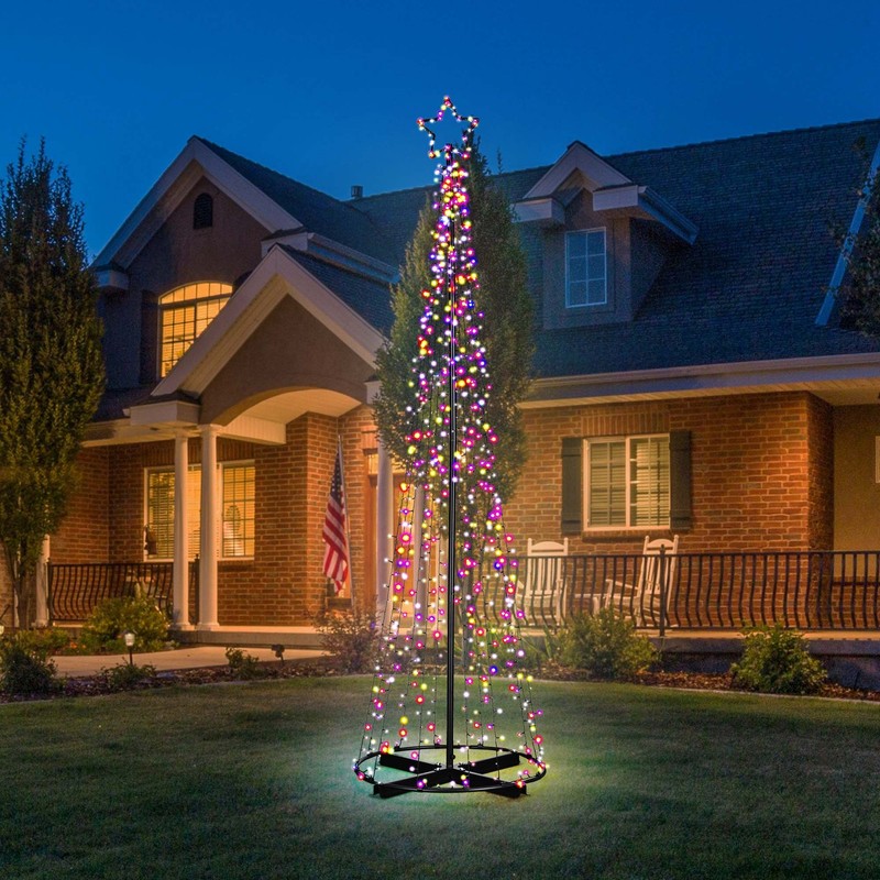 Yescom 9Ft Solar Christmas Cone Tree Light 8Mode Outdoor Xmas Decor Multi-Color