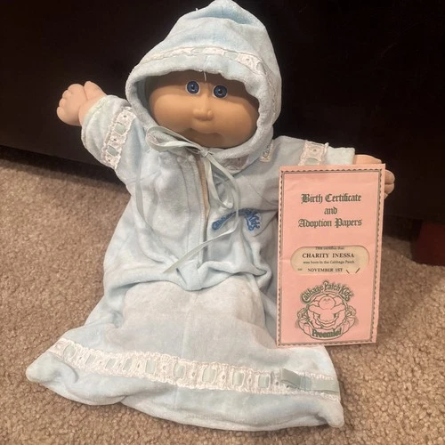 1984 Cabbage Patch Kid, Premie, Bald w/ Blue Eyes. Incl. CPK outfit