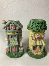 Lot of 2 Jubilee porcelain village houses/ candle Holders