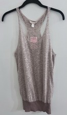 NOS NWT LUX Urban Outfitters M Brown White Striped Tank Top Racer Back 8734
