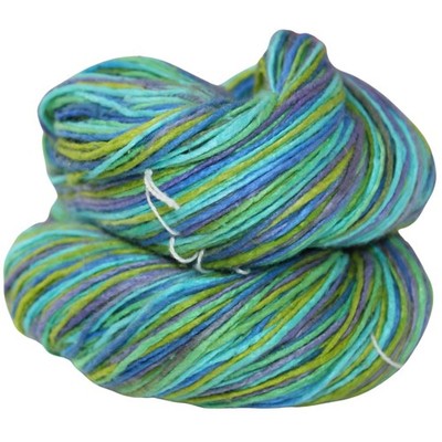 100% Recycled Hand-Dyed Silk Roving Worsted Yarn 100g Santorini Knit Crochet