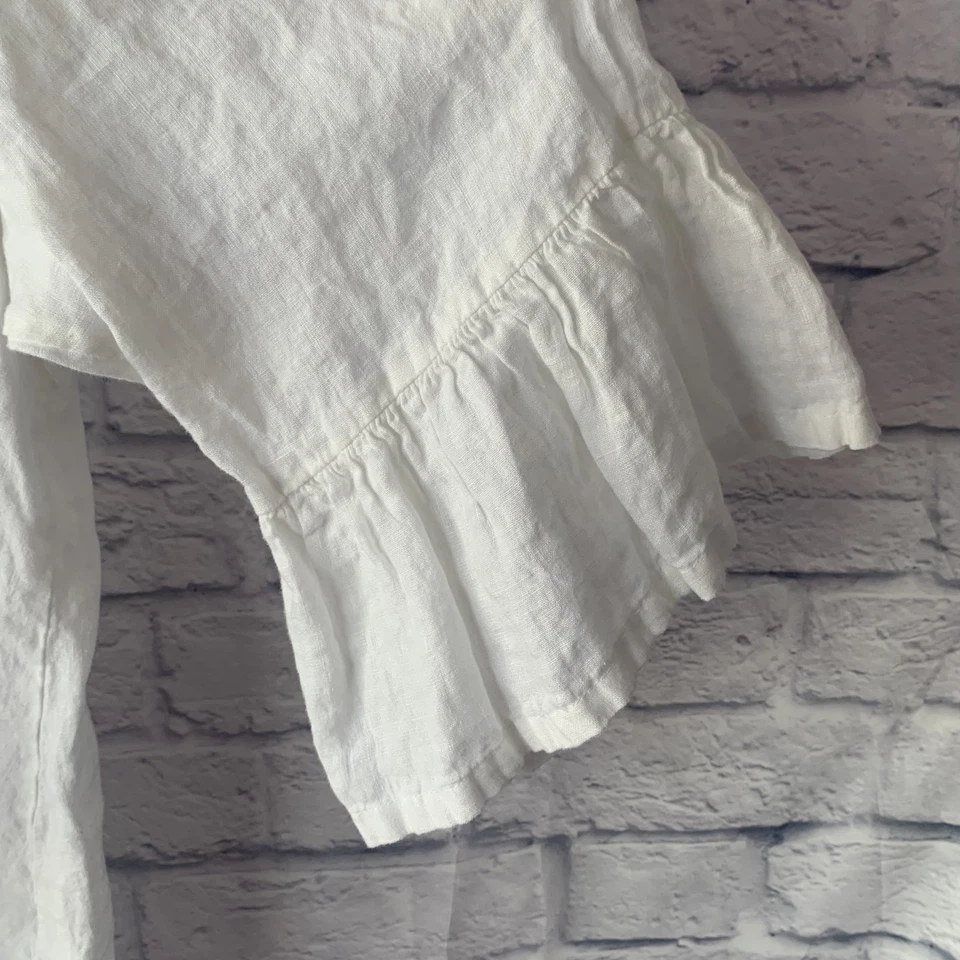 Túnica Bryn Walker Fran Top Feminina 3X Branca 100% Linho Lagenlook Minimalista - Imagem 3 de 4