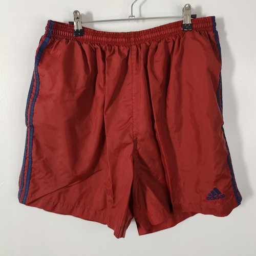 Vintage Adidas Size XL 3 Stripe Swim Mesh Pocket Shorts Trunks Red Y2K