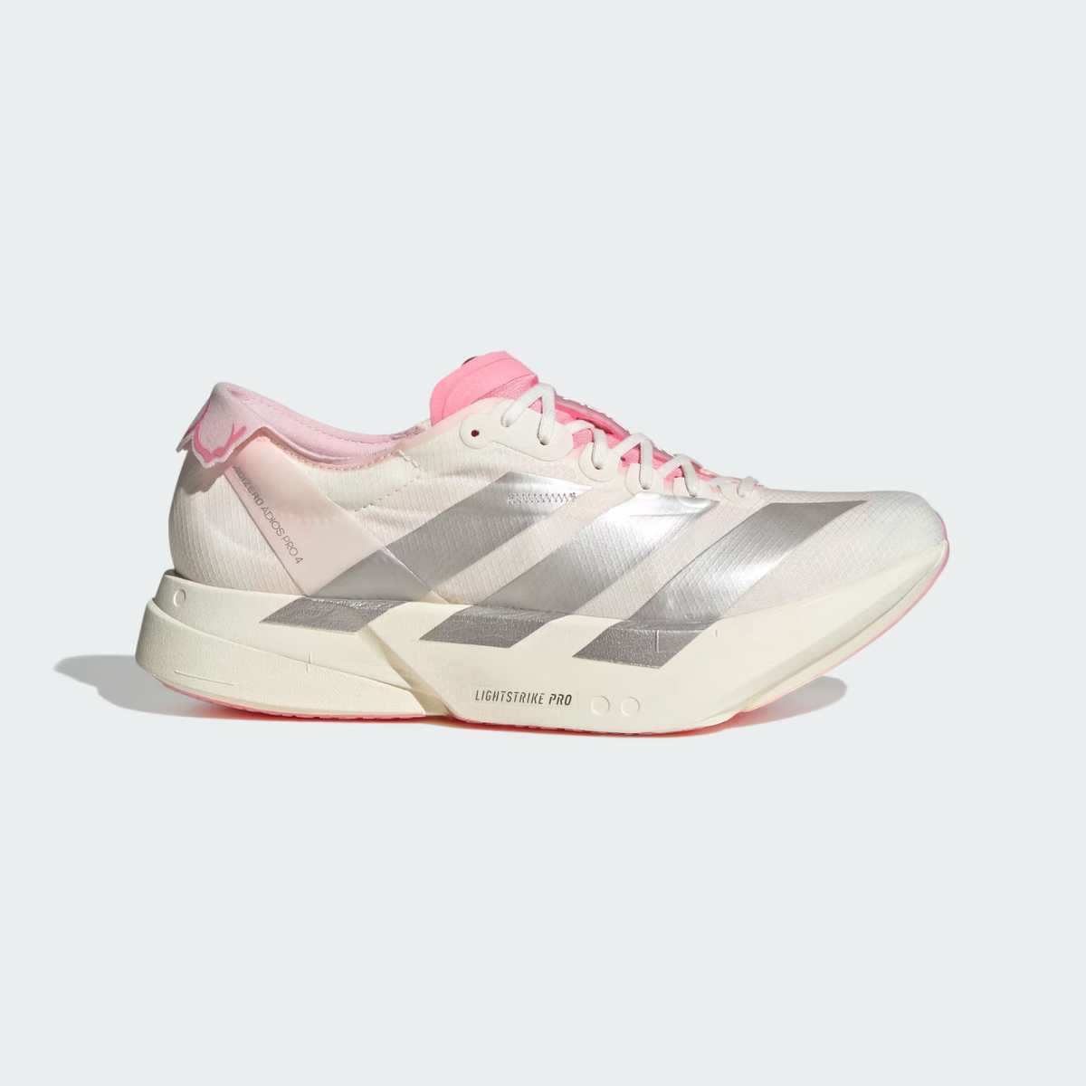 adidas Adizero Adios Pro 4 JQ4445 Core White Silver Metallic Men's