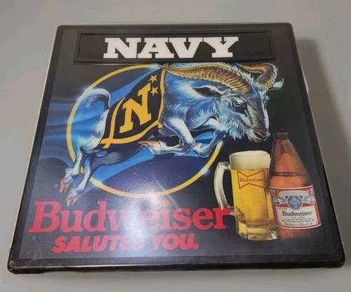Vintage Budweiser Navy Salutes You Beer Lighted Sign Military Bar Display AS-IS