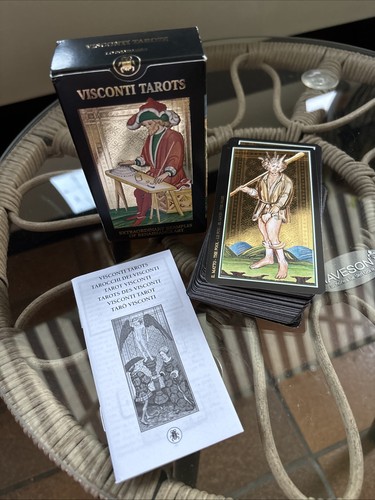 Visconti Gold Tarot Sammler Deck 78 Cards & Guidebook Mehrsprachig Neu