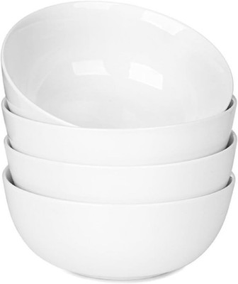 Cereal Bowls Set of 4, White Soup Bowls 20 oz, Ceramic Breakfast Bowl 6 Inch, Ki