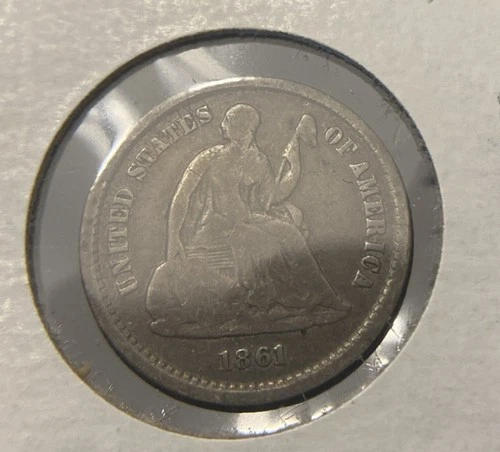 1861 P Seated Liberty Half Dime- Philadelphia, Good/VG Details, sharp dark coin