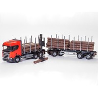 Emek - Scania R450 6X4 Rot Mit Ladekran Und HolztransportanhäNger - 1/25 - Em...