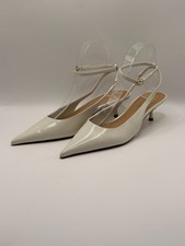 MANGO Womens Ankle Beige Pointy Heel Strap Pump Sz EU 38/ Us 7.5