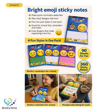 Paquete de 4 cuadernos emoji adhesivos divertidos emoji planificador de oficina escolar 360 hojas