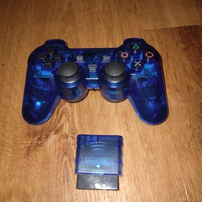 BRAND NEW Transparent Blue Wireless Game Controller for Sony Playstation 2 PS2