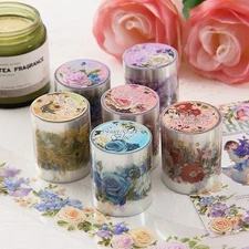 Floral Washi Tape Set – Decorative Scrapbooking Tape Rolls, Journaling, DIY