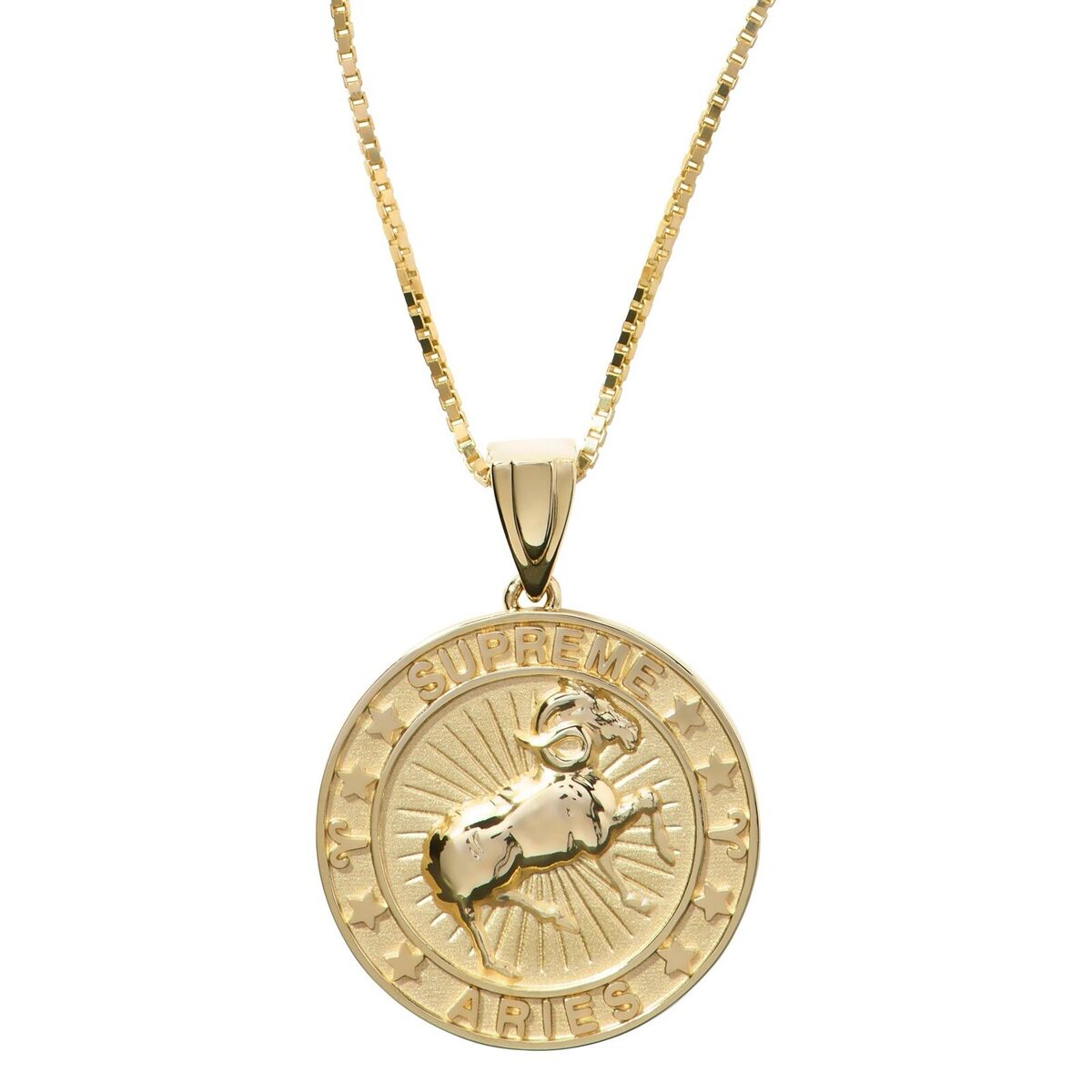 SUPREME®/JACOB&CO 14K GOLD ZODIAC PENDANT ARIES Chain And SUPREME®/JACOB&CO 14K GOLD ZODIAC PENDANT ARIES Chain And