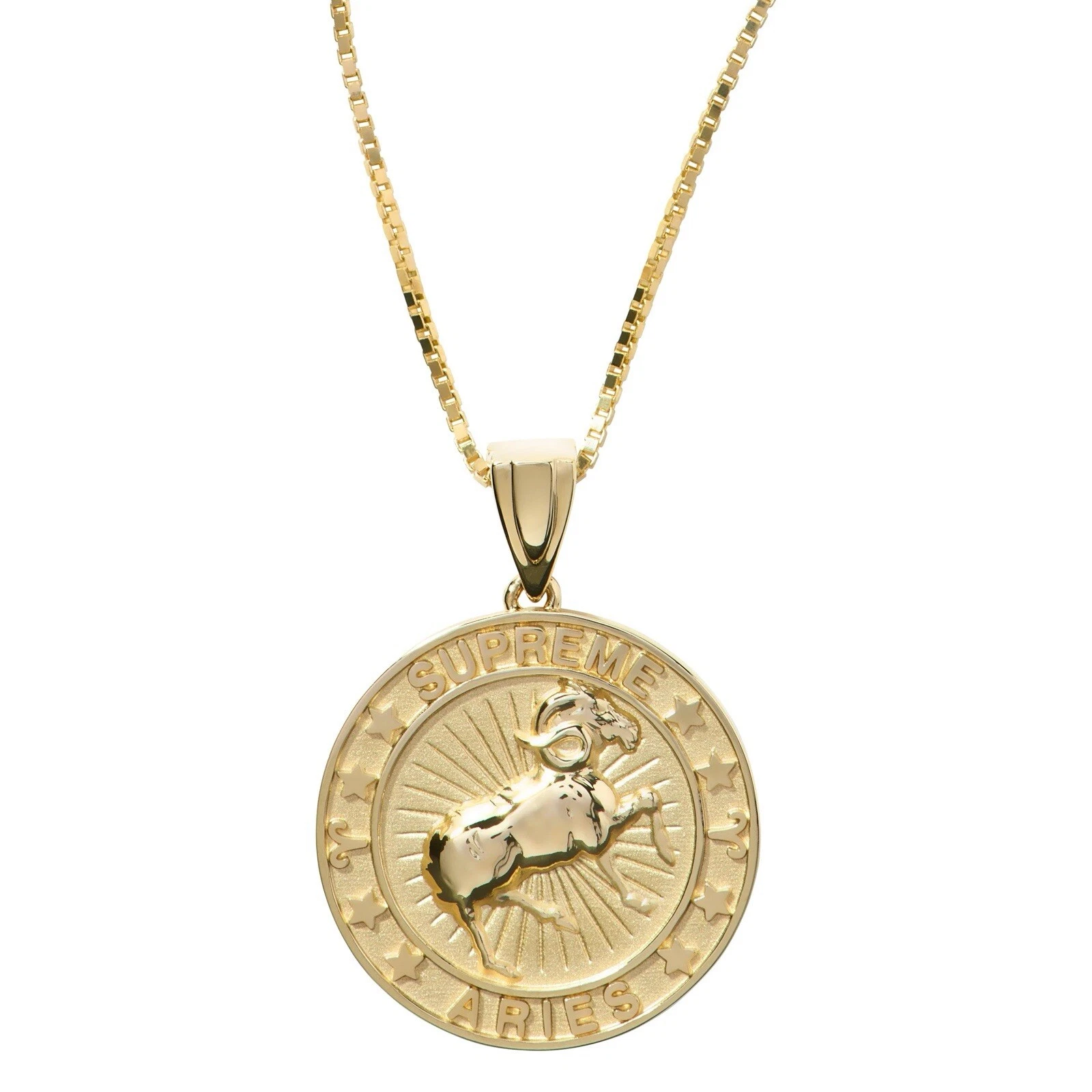 SUPREME®/JACOB&CO PENDENTIF ZODIAQUE OR 14K BÉLIER chaîne et pendentif neuf dans sa boîte