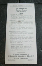 1939 Sacramento California Golden Empire Centennial Sutters Fort Info Card 