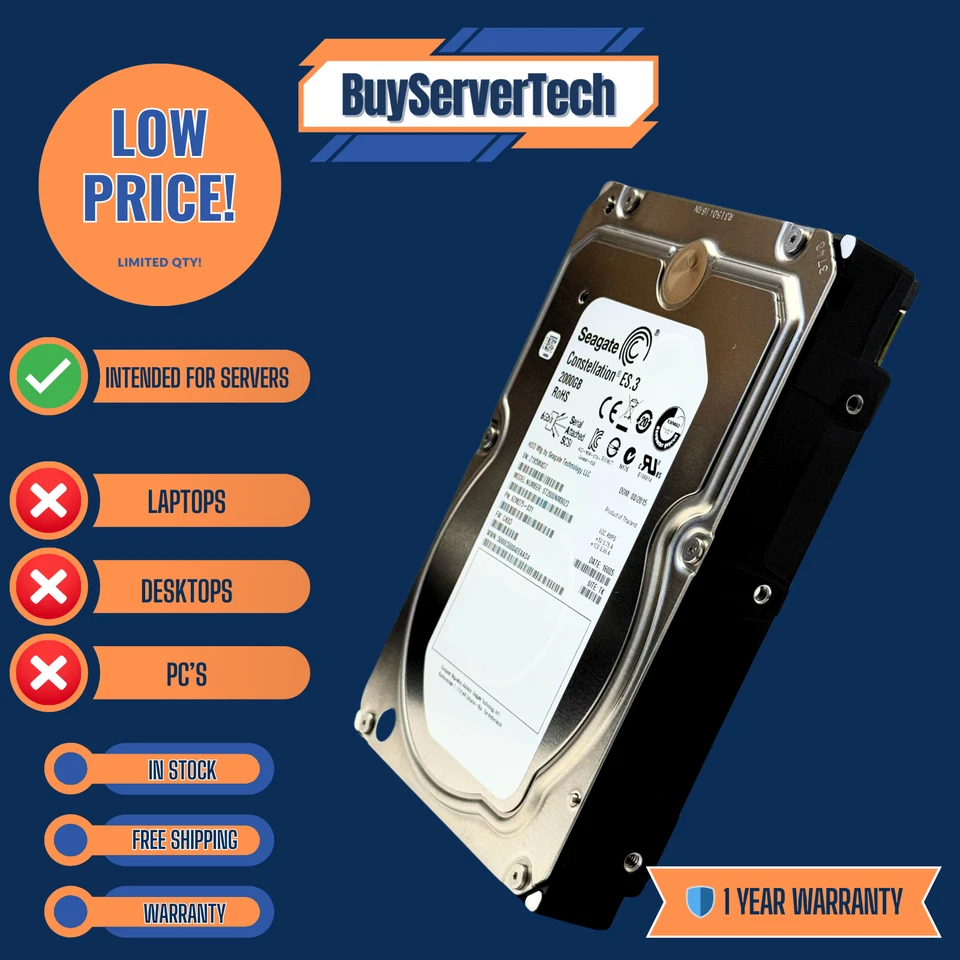 Seagate ST3000NM0023 3TB 7200RPM 6Gb/s SAS 3.5" HDD | Constellation ES.3 | 1 Yr - Image 4 of 4