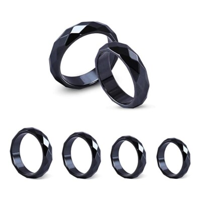 6MM WIDE MAGNETIC HEMATITE FACETED UNISEX RING SIZE 5-13 FREE SHIPPING