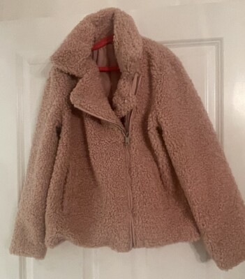Brandneu ohne Etikett Matalan MÄDCHEN ROSA TEDDY BORG BIKERJACKE ALTER 11 JAHRE