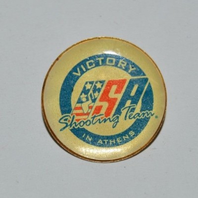 Nice Vintage 2004 USA Shooting Team VICTORY in Athens Greece Olympics Lapel Pin