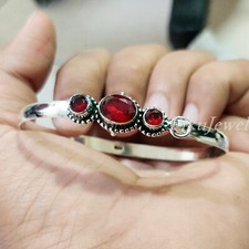 Mosambik Rot Facettiert Granat Edelstein 925 Sterling Silber Armreif Armband ...