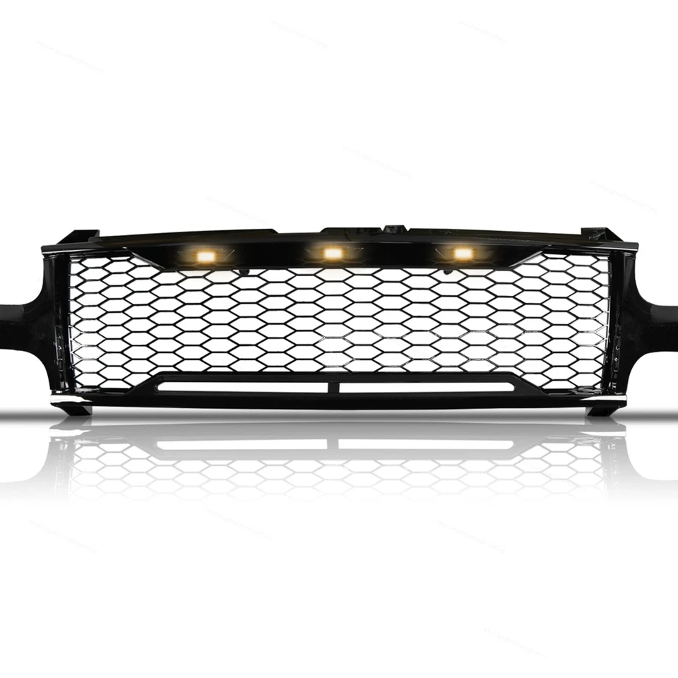 Front Grill WITH LED Lights For 99-06 Chevy Suburban 1500 Tahoe Mesh Hood Black Foto 2 de 4