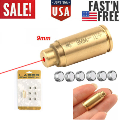 US CAL 9mm Red Laser Bore Sight Cartridge Brass Bullet Shape Calibrator Hunting