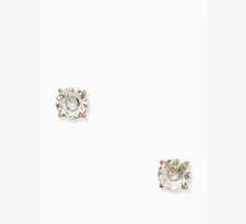 Kate Spade Goldtone Clear Crystal Round Gumdrop Stud Earrings - New