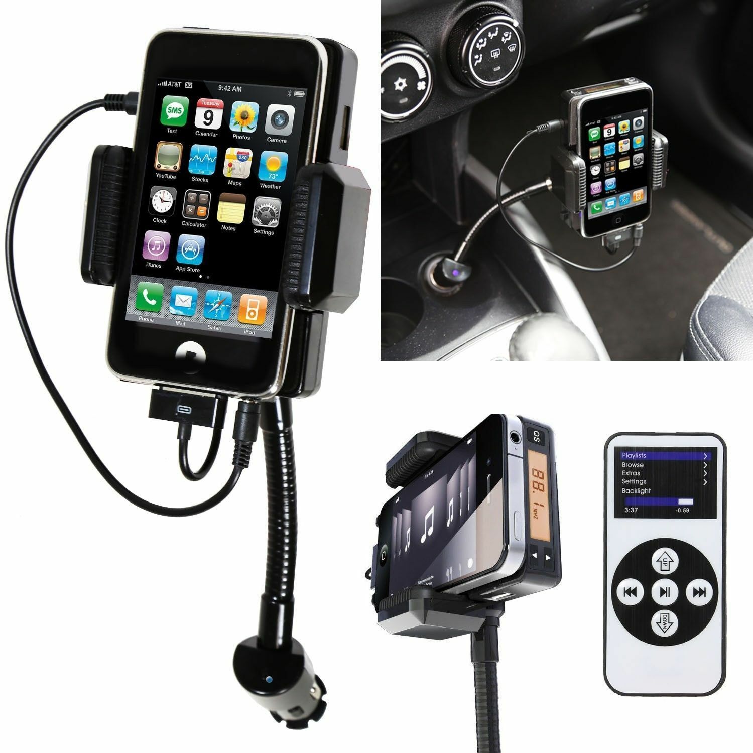 New Car Charger 360&deg; Mount Smartphone FM Transmitter Mount Holder Universal