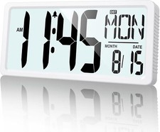 Large Digital Wall Clock Battery Operated with Backlight, 15" LED Large Display