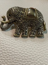 Vintage Silver & Goldtone ELEPHANT Brooch/Pin or Pendant Signed BEST-Rare