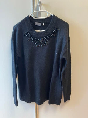 Schwarzer Pullover von Jessica Größe S Damen mit Steinen neu - Bild 1 von 4