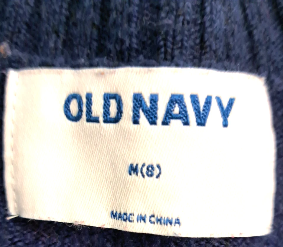 Suéter Antiguo Azul Marino Estilo Y2K 00s Niños Mediano (8) Patrón Geométrico Preppy Cálido Foto 4 de 4