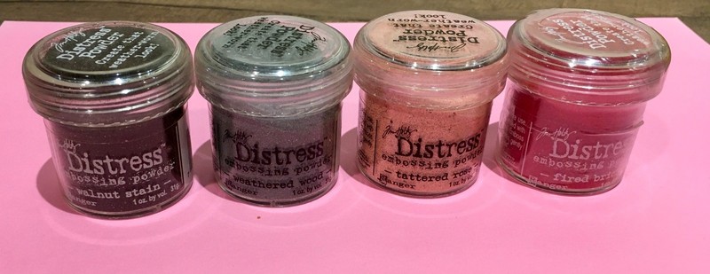 4 brand new jars of Tim Holtz / Ranger Distress embossing powder/brick rose wood