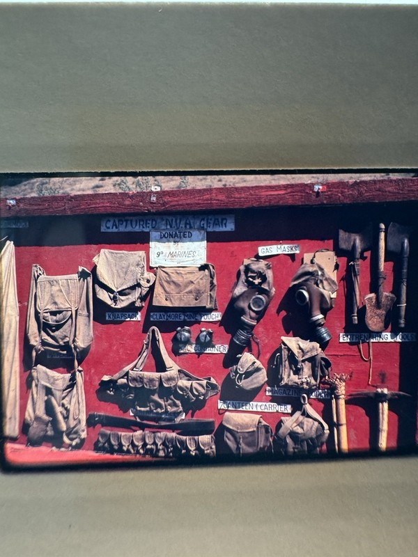 1968 Vietnam War Original Color Slide Captured NVA Gear Display 9th Marines