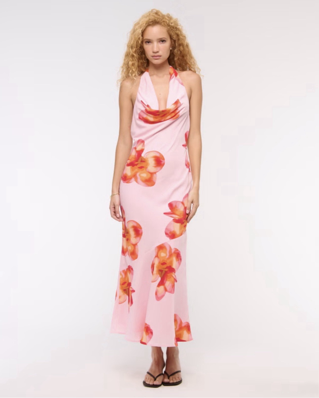 Abercrombie & Fitch Cowl Halter Maxi Dress size medium petite