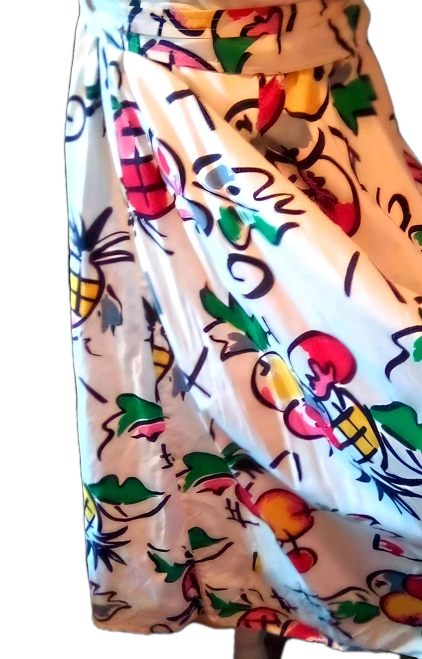 VTG 80s JJ Dean Pop Art Colorful Fruit Print Fit To Flare Summer Day Dress S - Image 3 of 4