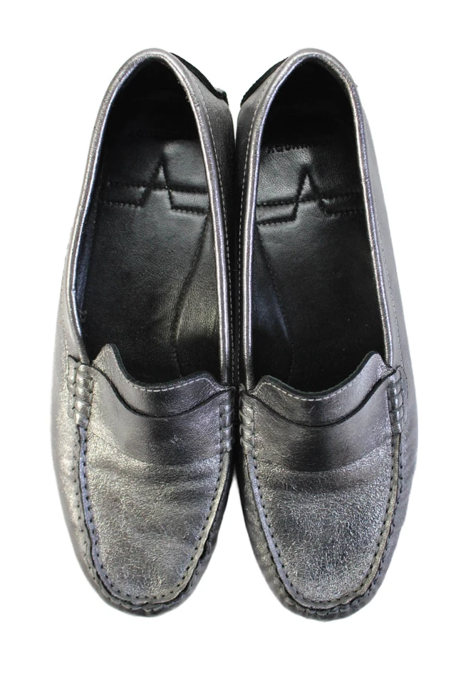 Женские кожаные мокасины-шлепанцы Aquatalia серебристые размер 8 средние - Изображение 2 из 4