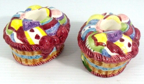 Gewebter Osterkorb Keramik Kegel Kerzenständer 2er Set 3,5x3,2 Zoll - Bild 1 von 6
