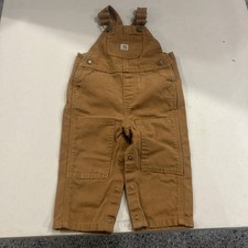 Nice Carhartt Toddler Overalls 12M Months, Brown Tan Canvas Bibs Cotton