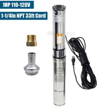 1 HP 4'' Deep Well Submersible Pump ,115V, 33 GPM, 207 ft ,60Hz,Stainless Steel