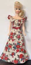 Vintage Red Floral Maxi Dress For Barbie Nice.  #9160 SALE