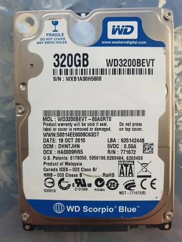 Western Digital 320GB WD3200BEVT-00A0RT0 2.5" SATA HARD DRIVE WD - DCM: DHNTJHN