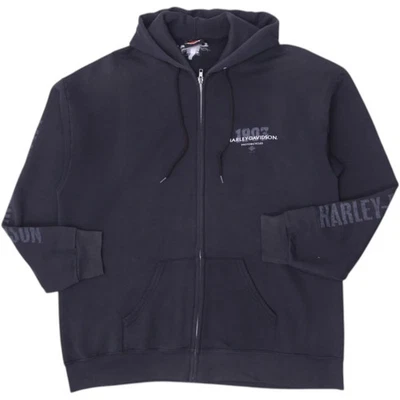 Sweat à capuche Harley Davidson vintage pour homme noir fermeture éclair comp... - Photo 1/4