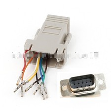 Extender Male DB9 to RJ45 Female RS232 Female M/F Adapter Connecter Convertor K9