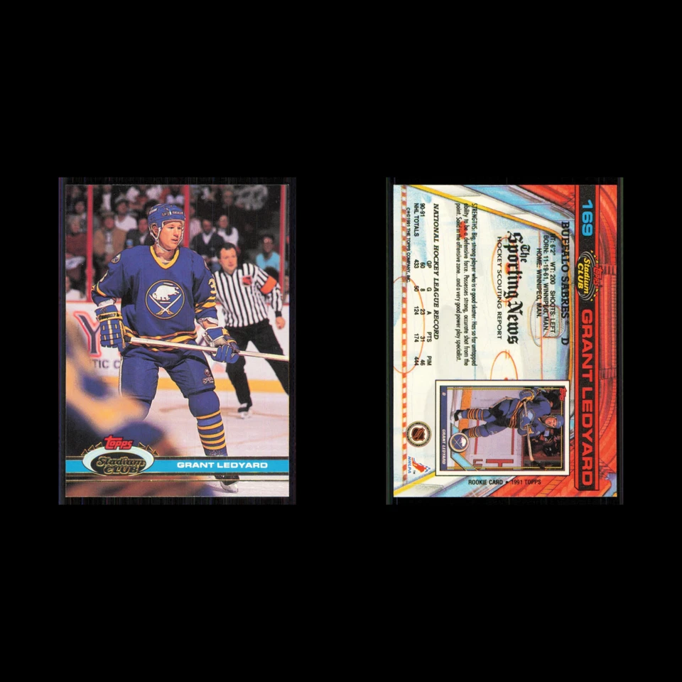 Grant Ledyard #169 1991 Topps Stadium Club Buffalo Sabres Hockey Card NHL NM - Image 3 of 3